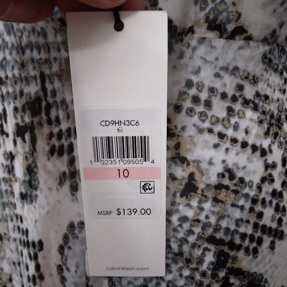 NWT Calvin Klein | Chiffon Faux Wrap Snake Print Hi-Lo Maxi Dress | Size 10 - Picture 8 of 11